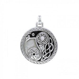 Raven Yin Yang solid .925 Sterling Silver w/ Crystal Pendant Peter Stone